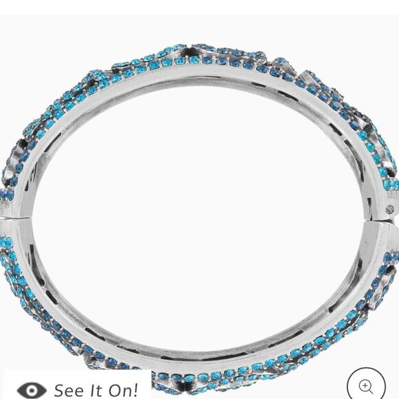 Brighton Sea of Love Crystal Hinged Bangle Bracelet NWT - Picture 8 of 9